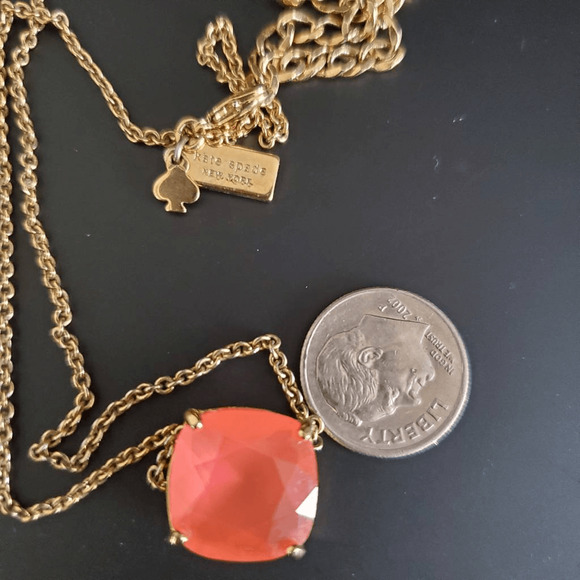 Kate Spade New York Cause a Stir Neon Pink Necklace Gold Plated Dainty Casual - Picture 4 of 7